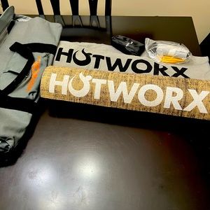 Hotworx Mat& cover, resistance rope and bands (never used),duffel bag carrier